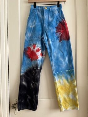 Big Bud Press XXS Tie Dye Work Pants Regular Inseam Patterned 100% Cotton Denim